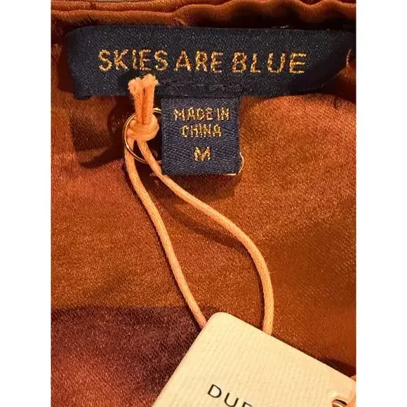 Skies Are Blue Satin Jumpsuit M Brown Cowl Neck Wide Leg Chic NWT - Picture 7 of 12